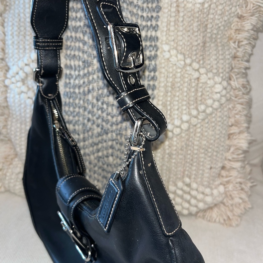 Y2K Vintage Coach Black Leather Hobo Bag RARE - Picture 2 of 5